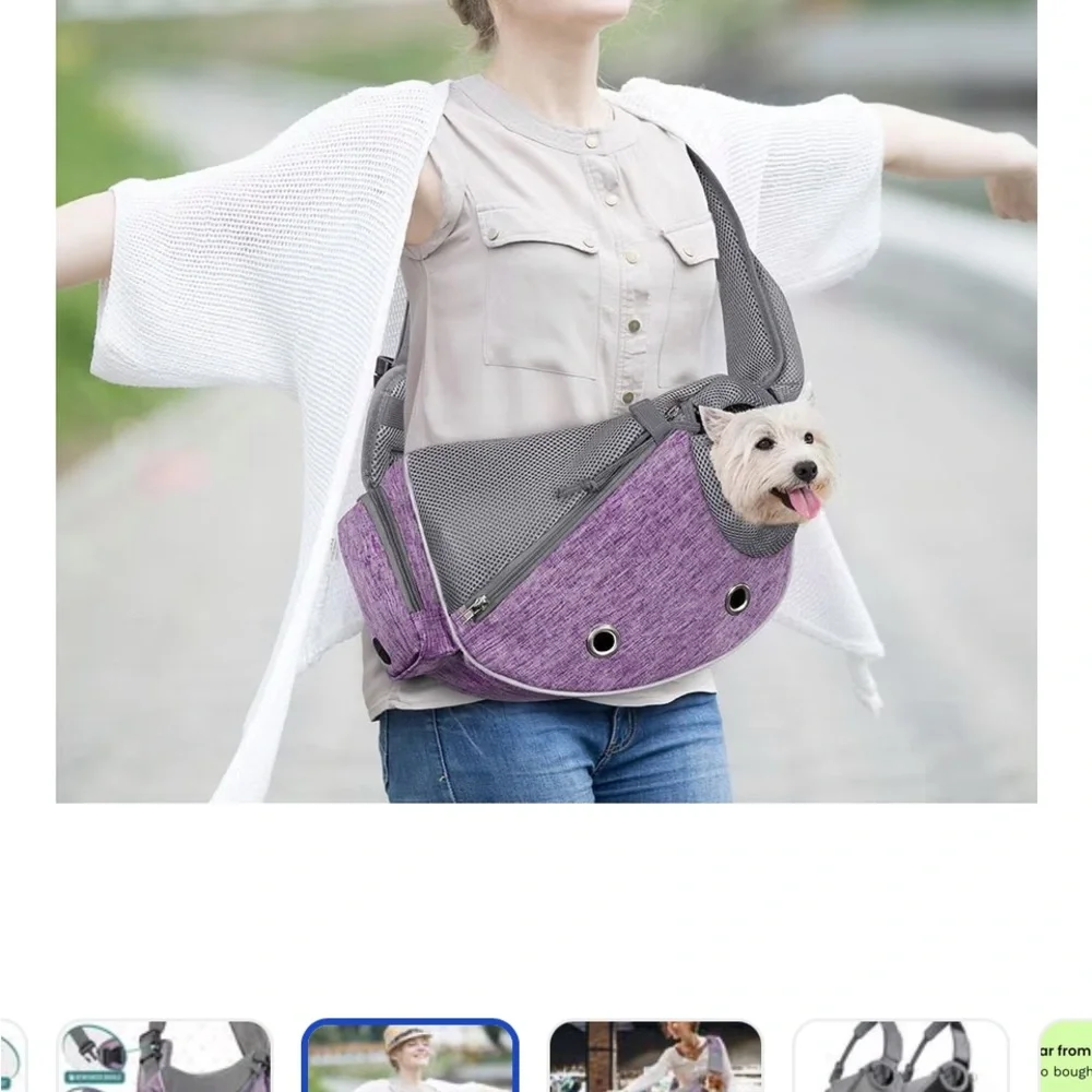 Purple Pet Sling with Adjustable Strap
